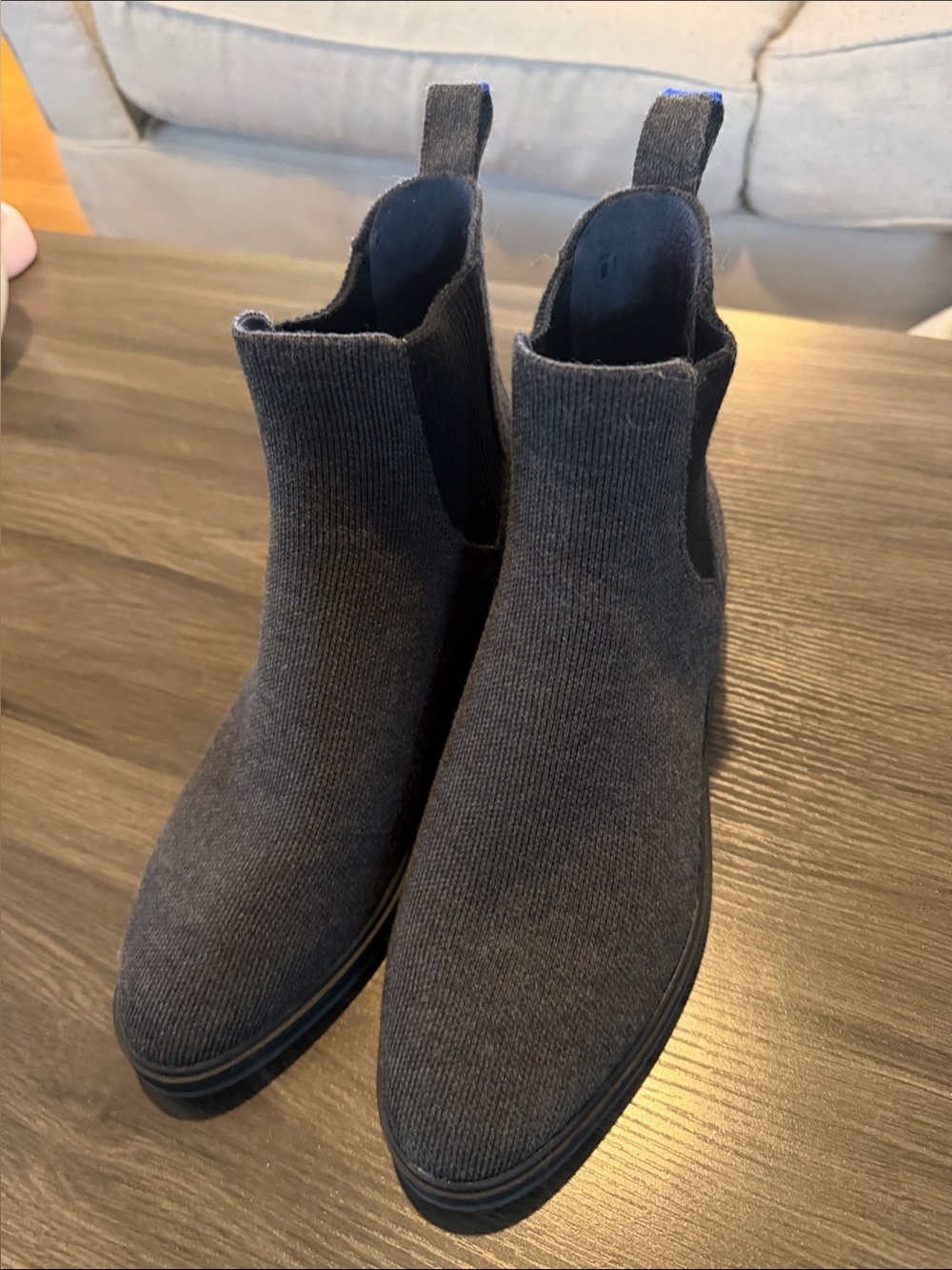 Rothy's Charcoal Knit Chelsea Heeled Boots